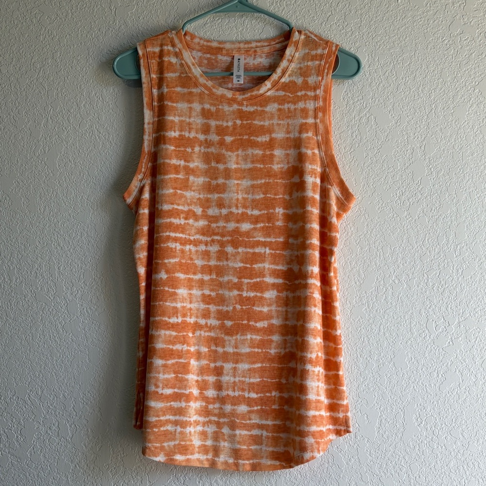 Athleta Orange and White Tie-Dye Tank Top